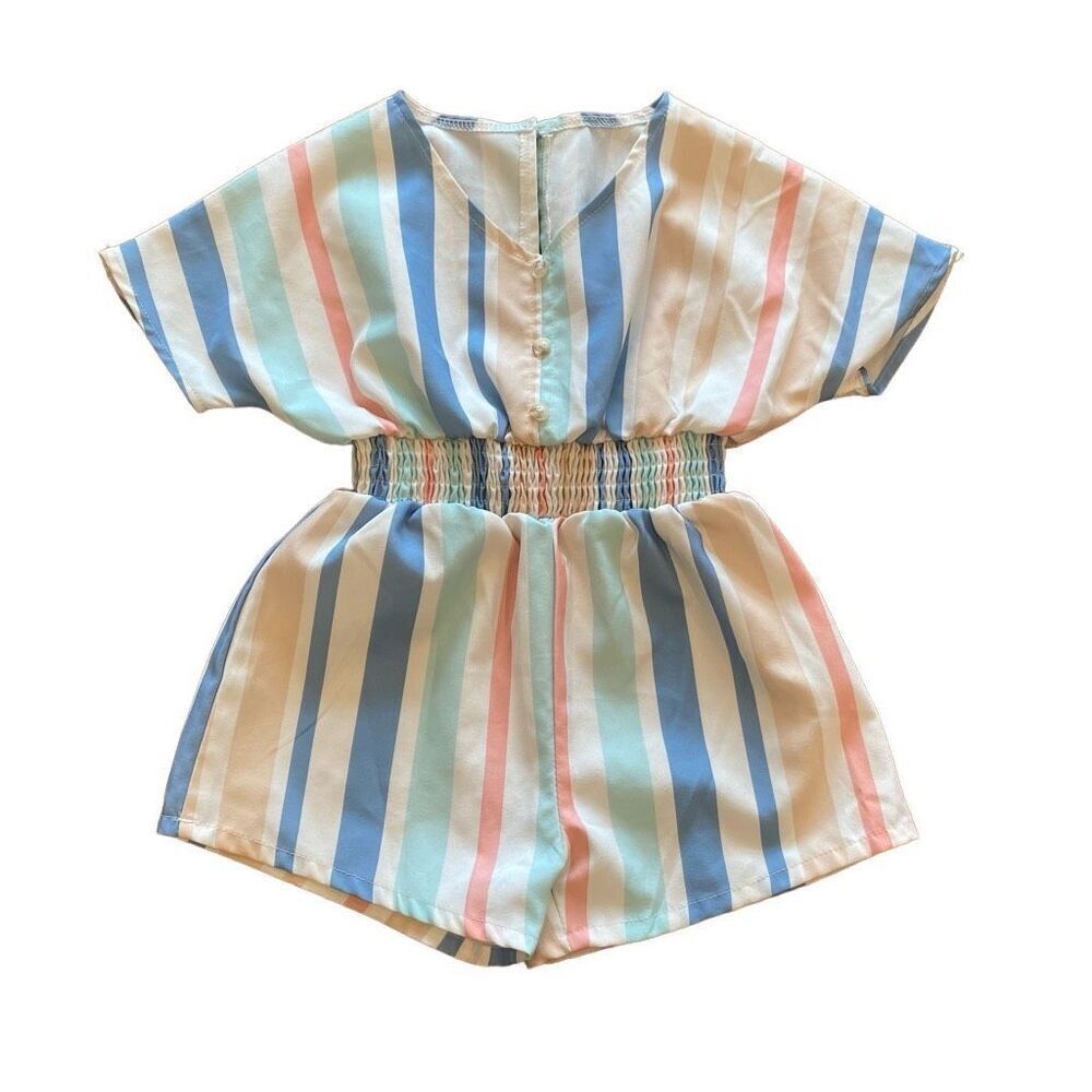 Shein Striped Romper Multicolor One Piece Short Outfit Size 110 4T
